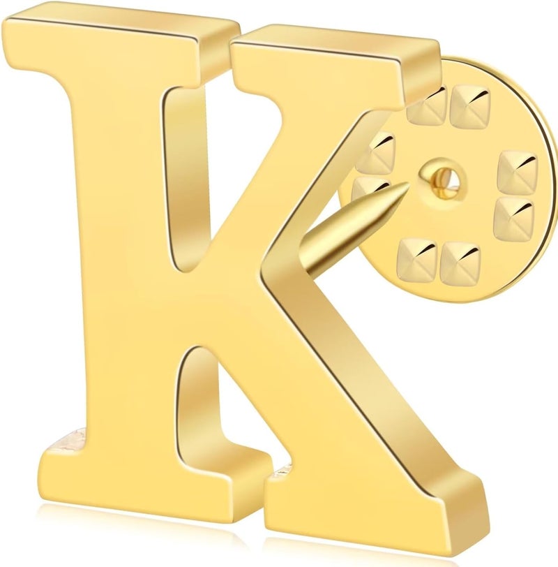 ETHOON Initial Letter Lapel Pins for Men Women Personalized Name Brooch Pins for Men Suits Hats Metal Button Pins Gold A-Z - Image 1